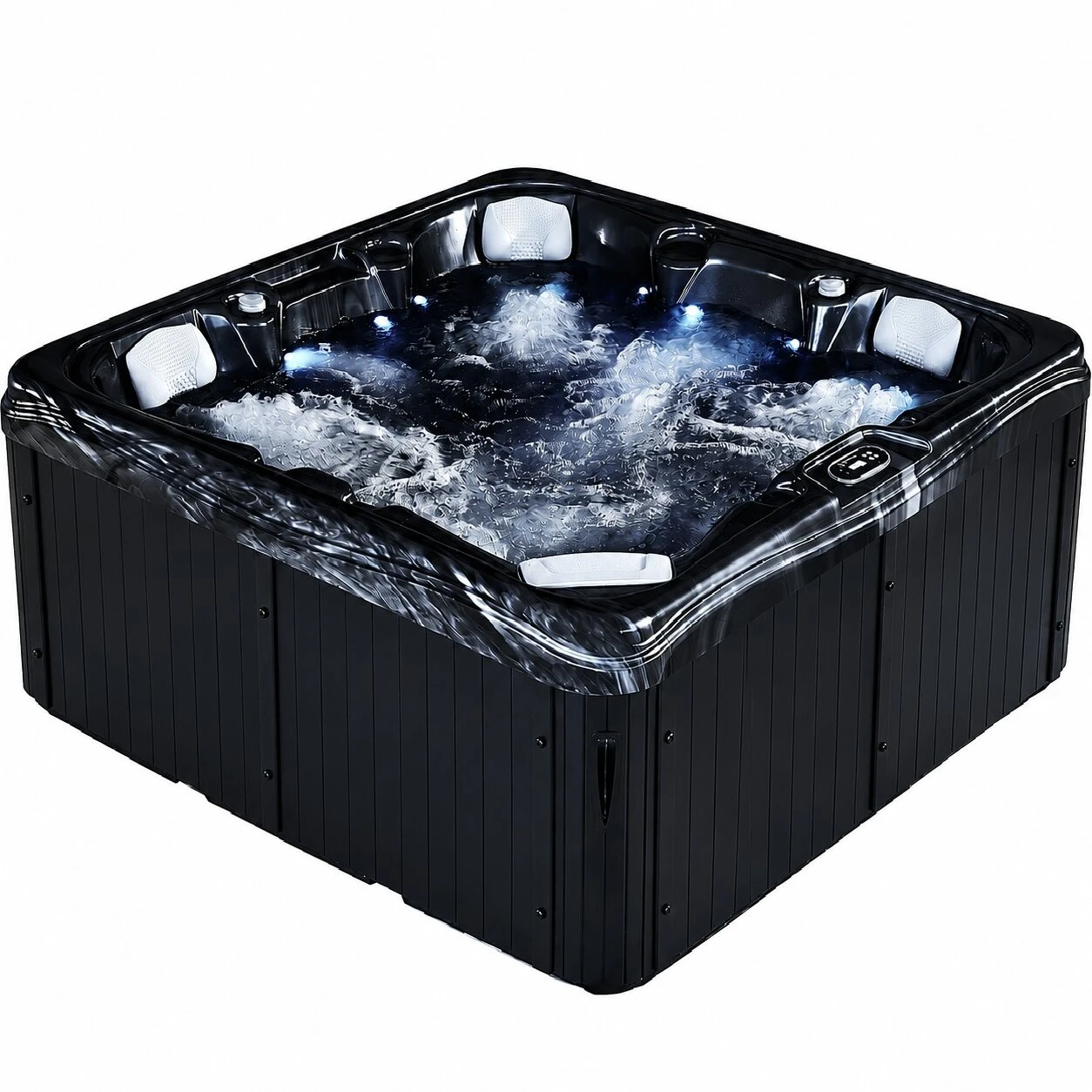 106004-sinescaleraaa Spa extérieur Marbella Édition Noire 6-7 personnes | 25 jets de massage inox | Balboa & LX | 190 × 190 cm – Image 1