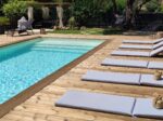 Piscine bois rectangulaire Lenny avec plage et escalier