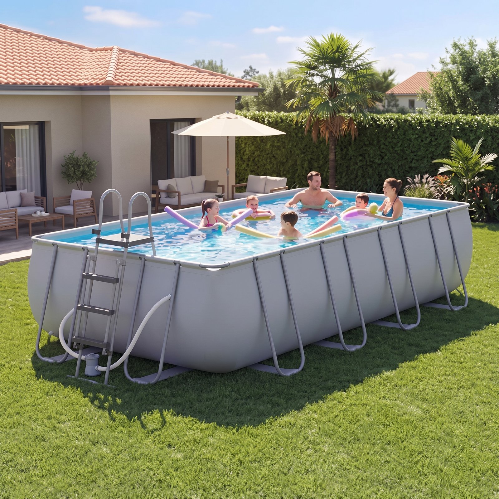 Same_to_same_full_4k_202607160821 (1) Kit de piscine rectangulaire à structure métallique (20 pi x 11 pi x 47 po) avec pompe à filtre à sable et échelle amovible – Grande piscine pour jardin (gris) – Image 1