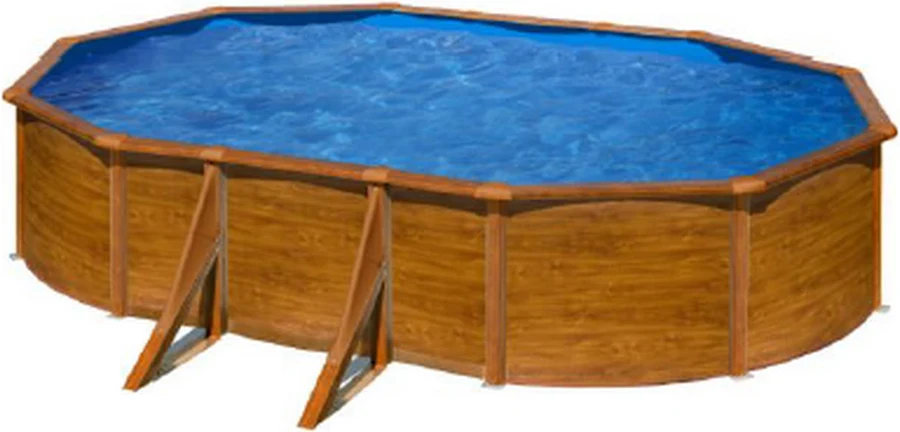 download (20) GRE Piscine acier Gré aspect bois Pacific ovale Dimension – Image 1
