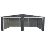 Garage double 637x513cm en acier galvanisé gris anthracite avec portes enroulables – Image 6