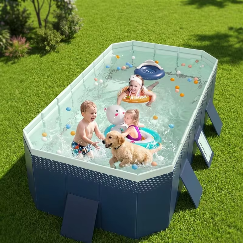 download - 2026-07-16T075842.380 Piscine pliable de 3 m pour enfants et animaux – Modèle robuste, résistant à l'usure et sans gonflage – Idéal pour les jeux d'eau en extérieur l'été – Image 1