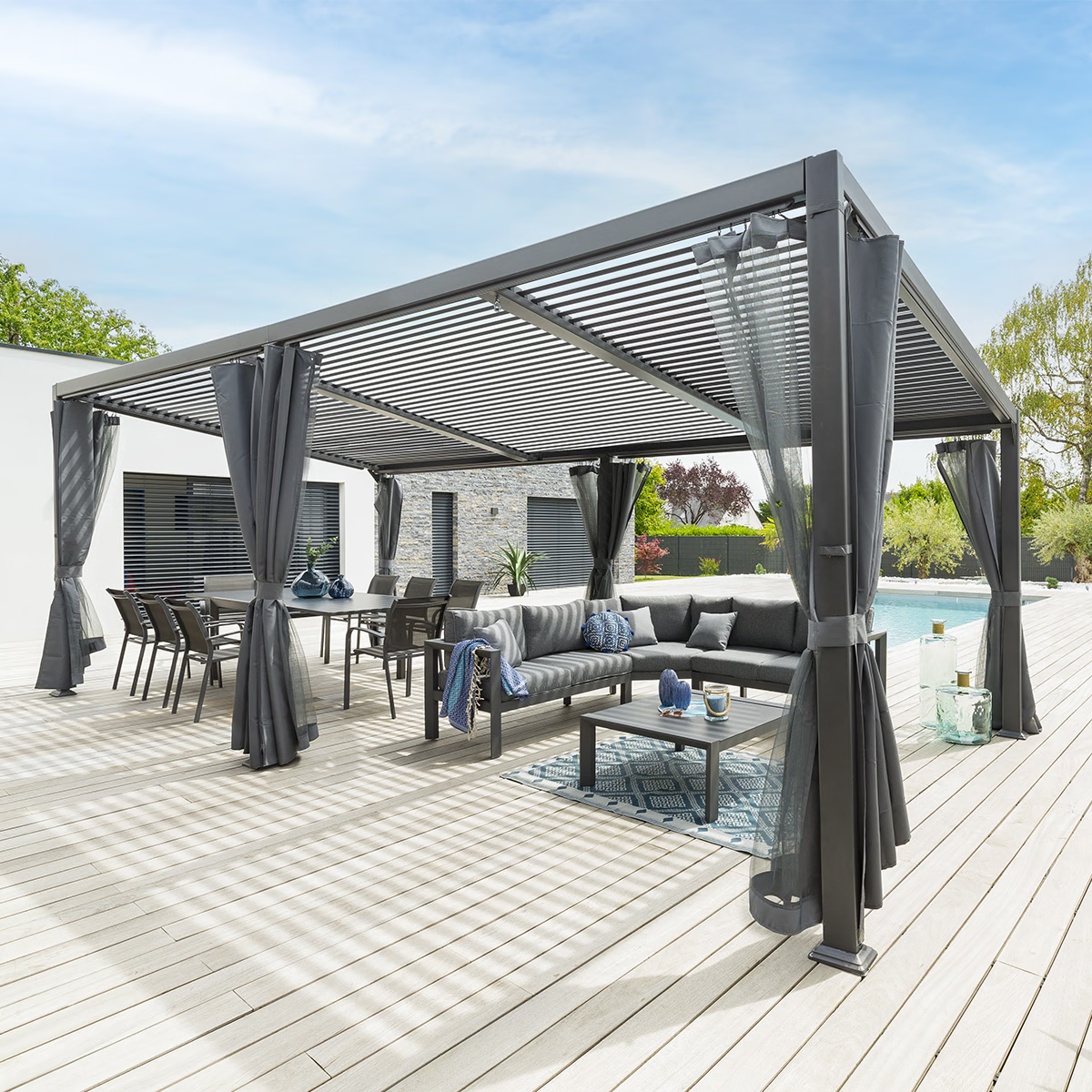 download - 2026-07-16T112545.533 Hespéride Pergola Avila Graphite - 6 x 3,5 m - Aluminium traité époxy – Image 1