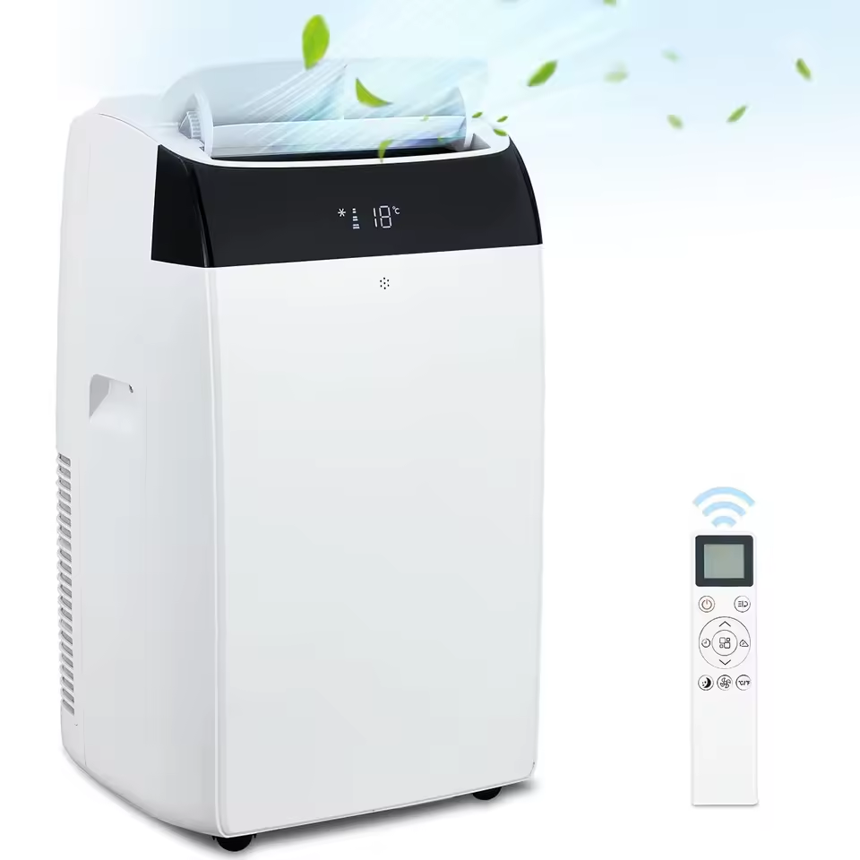 download (37) Climatiseur portable 14 000 BTU, unité de refroidissement 3-en-1 sur pied avec ventilateur et déshumidificateur, télécommande et mode nuit. – Image 1