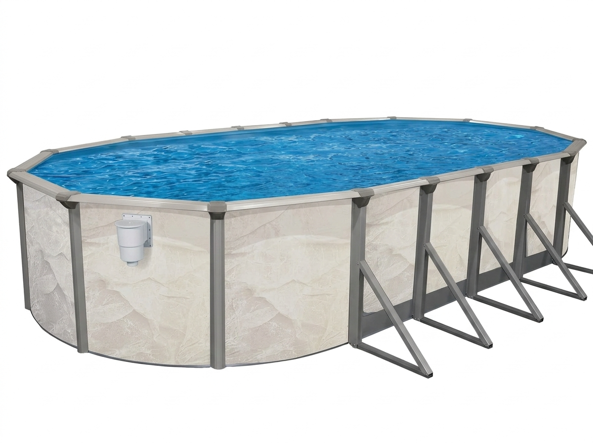 download (81) Piscine hors-sol ovale Boreal 14 pi x 20 pi x 52 po – Inclut un liner bleu de calibre 20 et un skimmer traversant – Image 1