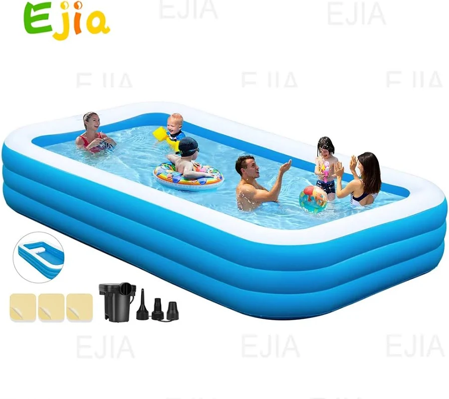 download (83) Canapé gonflable et piscine 2-en-1 (5 m / 16 pi) pour fêtes de famille en plein air – Fauteuil de détente de luxe pour enfants et adultes – Image 1